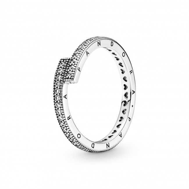 Anel Sparkling Overlapping Pandora em Prata de Lei 925 Novos
