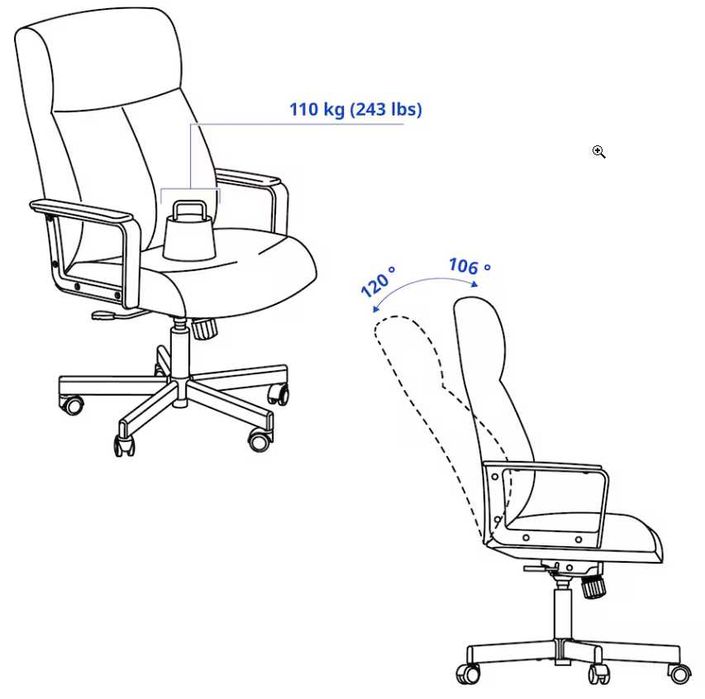 Krzesło biurowe obrotowe MILLBERGET, Murum czarny