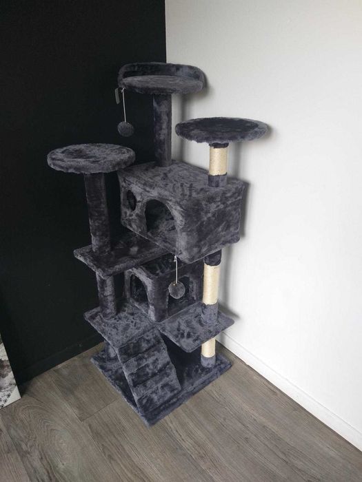 Drapak dla Kota Wielopoziomowy, Stabilny i Komfortowy Ciemnoszary NOWY