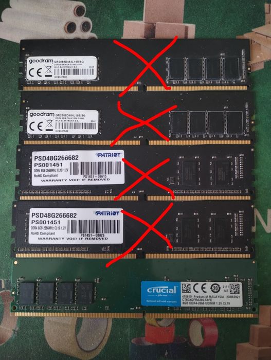 Продам оперативную память goodram,crucial ddr4 8gb это2666 MHz