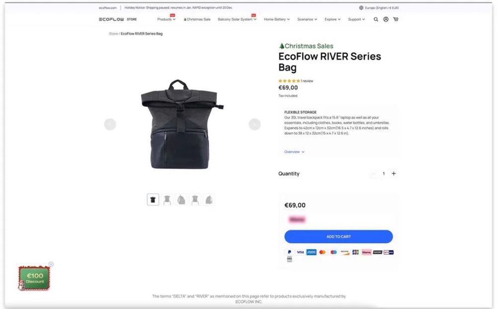 Duży plecak EcoFlow 30L