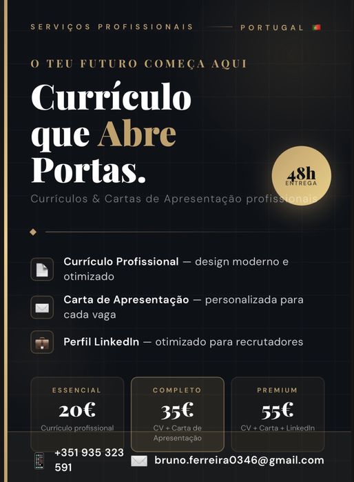 Criação de Currículos e Cartas de Apresentação Profissionais — Entrega 48h