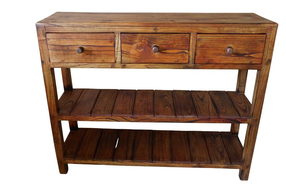 Drewniana konsola z szufladami 100 cm vintage