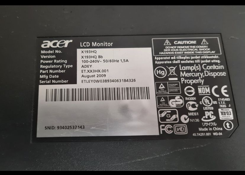 Монитор 19 дюйм асер ACER