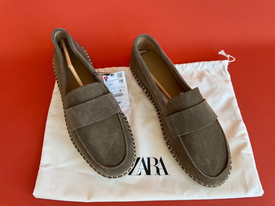 ZARA LEATHER Оригінал чоловічі шкіряні лофери туфлі мокасини розмір 45