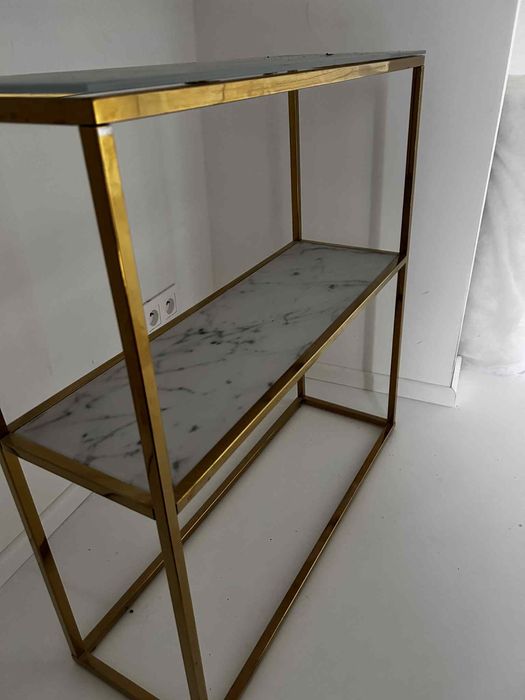 Konsola WESTWING ze szkłem hartowanym złoty marmur