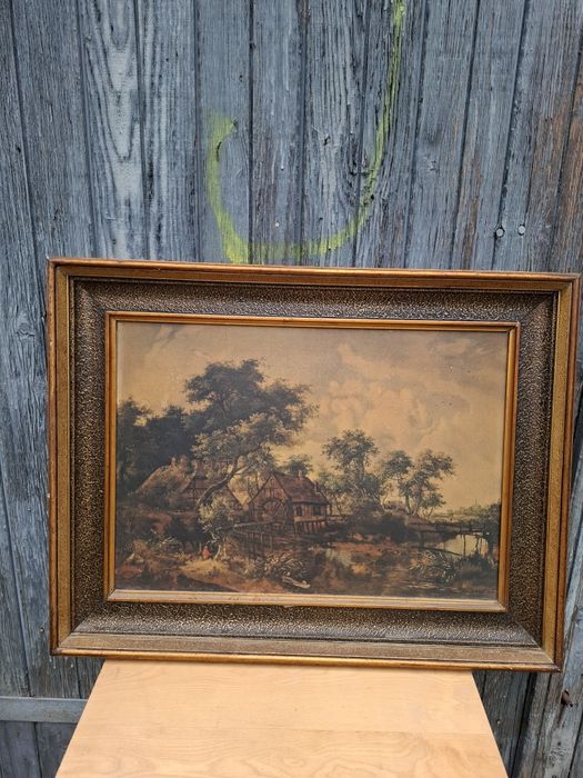 Hobbema Młyn Wodny reprodukcja  prl