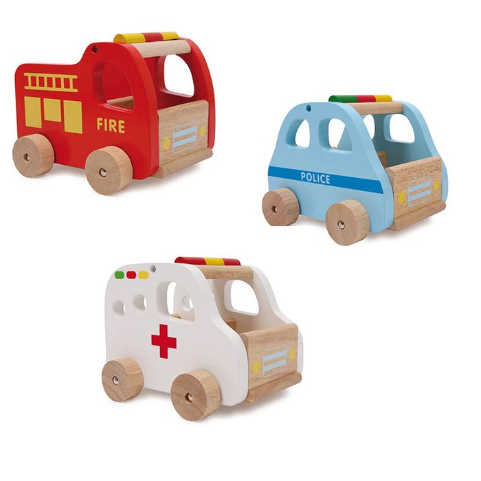 Drewniane auta służby ratunkowe straż pożarna policja ambulans