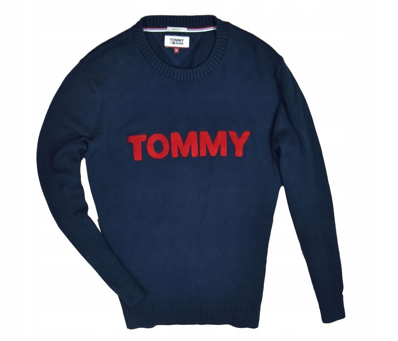 Tommy Hilfiger Granatowy Bawełniany Sweter Regular Fit M