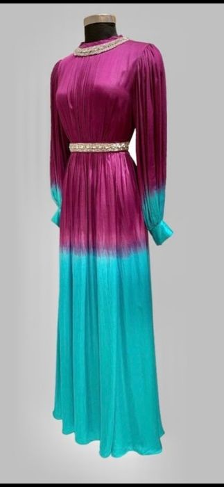 Vestido longo em dois tons