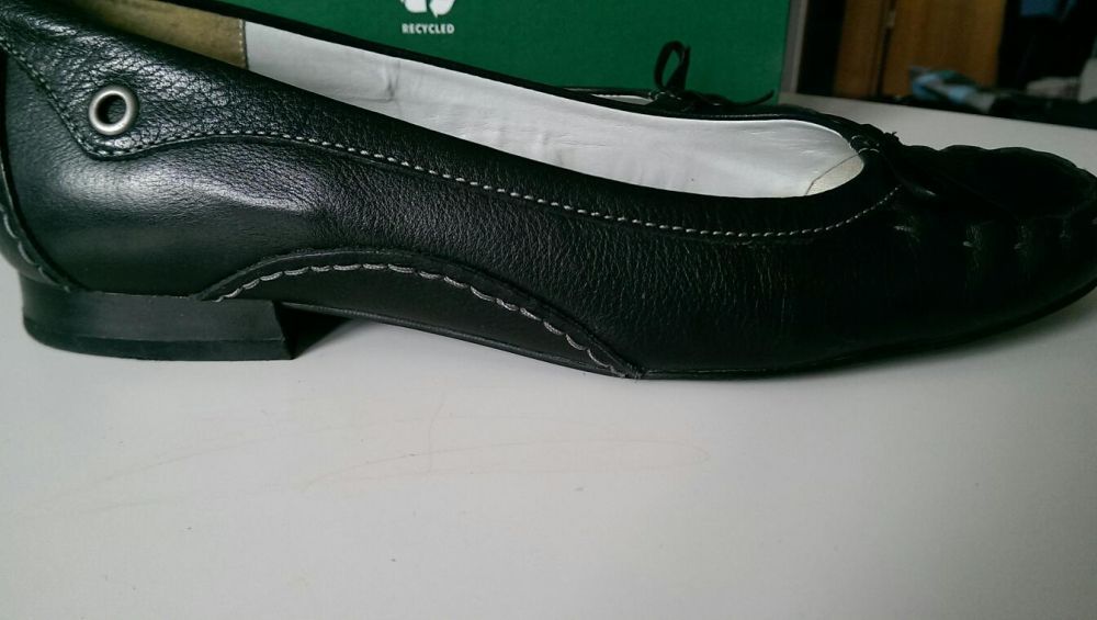 Buty, baleriny skórzane, czarne