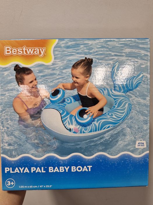 Materac ponton łódka do pływania dla maluszka baby boat rybka
