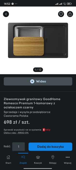 Zlewozmywak z dużą komorą  Romesco