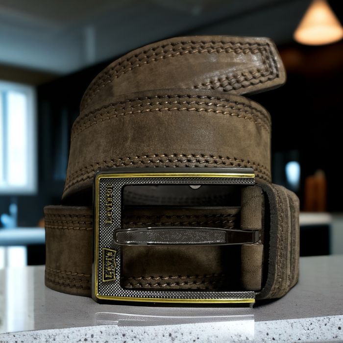 Кожаный мужской широкий ремень в джинсы/брюки