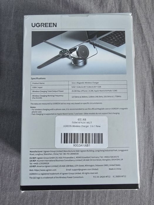 Ładowarka Indukcyjna 3w1 Ugreen Qi MagSafe iPhone Apple Watch AirPods