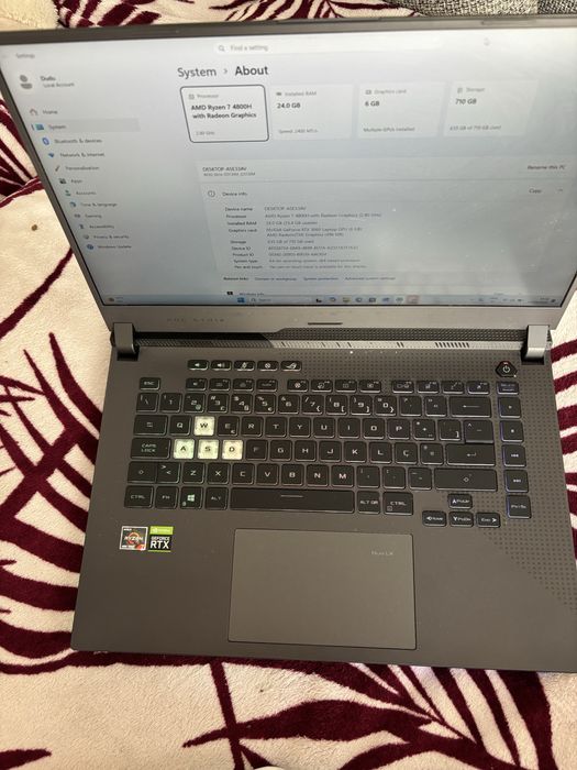 Portatil gaming asus rog