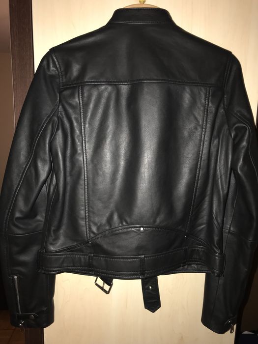 Zara skóra naturalna biker sprzączka kurtka ramoneska pasek