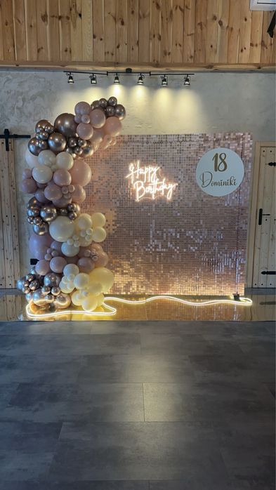 Dekoracja cekinowa ścianka balonowa