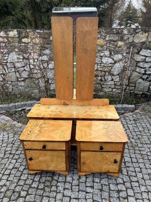 Toaletka czeczot brzozowy nakastliki szafki nocne 1970 ala art deco