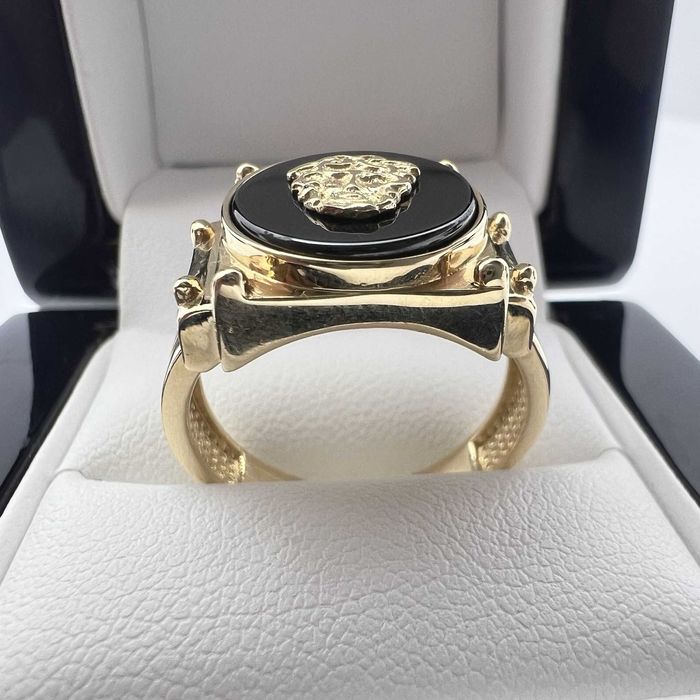 Wyjątkowy Złoty Sygnet Onyks P585 7,82g R20