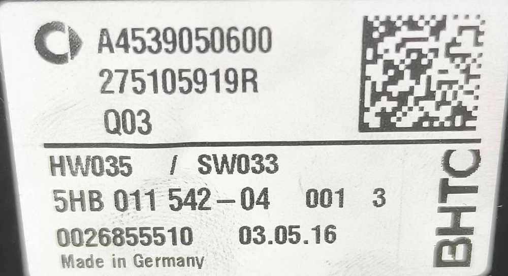 Comando Chauffage / Sofagem A4539050600 - SMART FORFOUR Hatchback