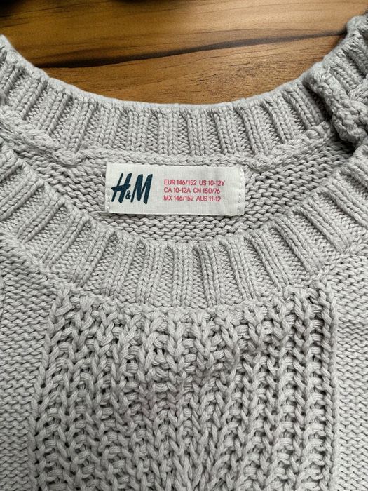 Теплый вязаный свитер-реглан H&M, кофта на девочку 11-12 лет