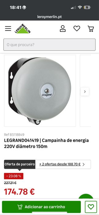 Campainha Industrial 220v “Legrand” - Nova!