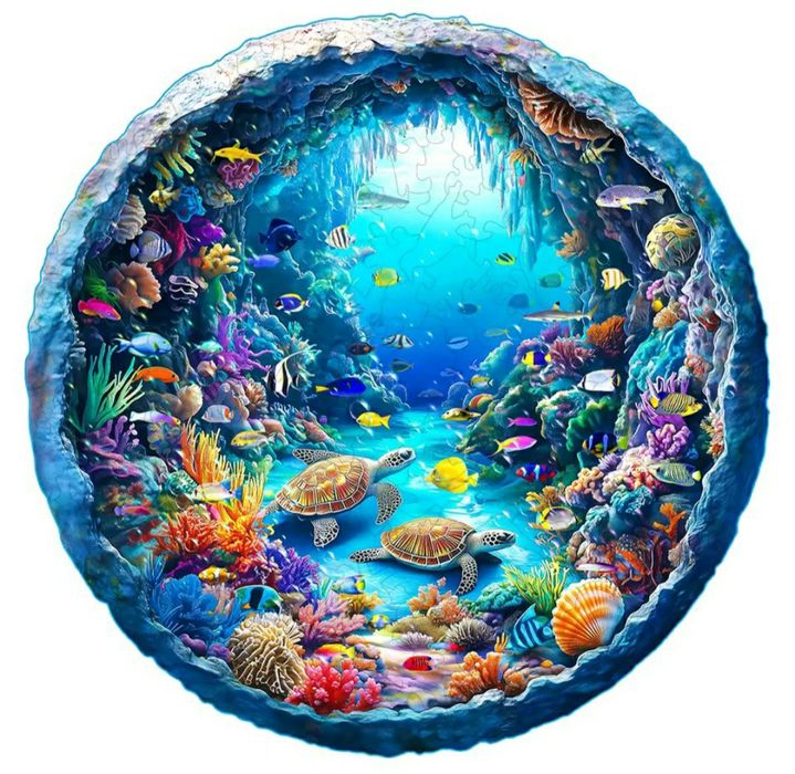 Puzzle Ocean Żółw Drewniane Dzieci Dorośli Układanka Wooden Gratis