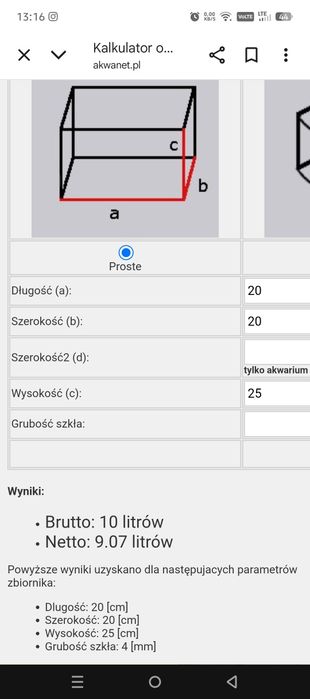 Akwarium kostka 10 litrów
