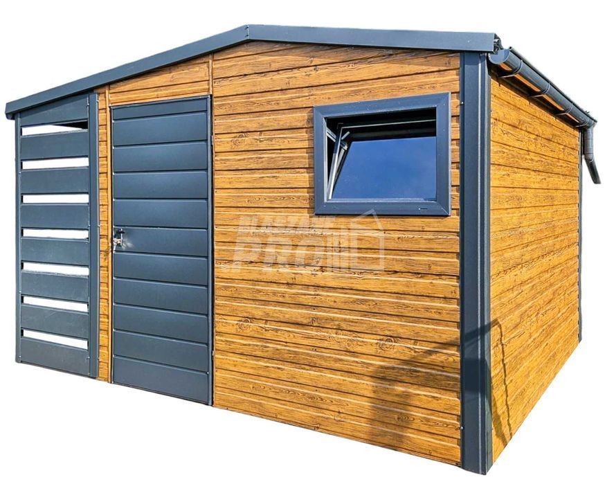 domek ogrodowy 3x2,5m  wiata 1m okno antracyt rynny dwuspadowy GP427
