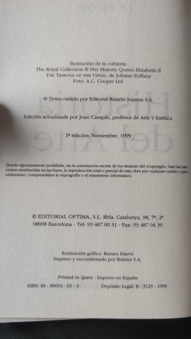 Historia Del Arte J.F.Rafols 1999