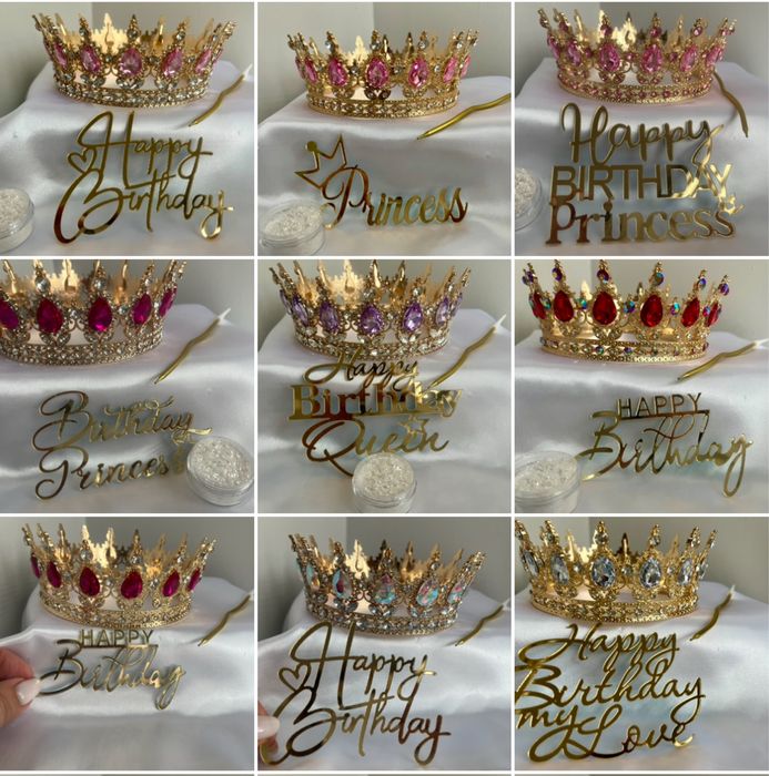 Корона на торт 12 см - 350 грн/ харчові блисківки /надпис/свічка