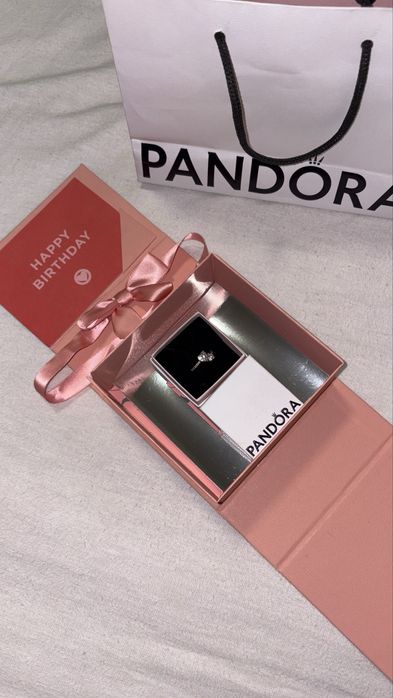 Anel Pandora Double Heart Sparkling Ring