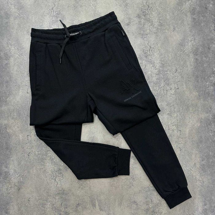 Якісний чоловічий чорний спортвиний костюм Армані)