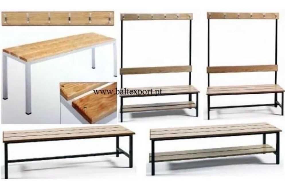 Banco Balneario c/Costa e Cabides Alumínio p/ Ginasio/Escolas/Fabricas