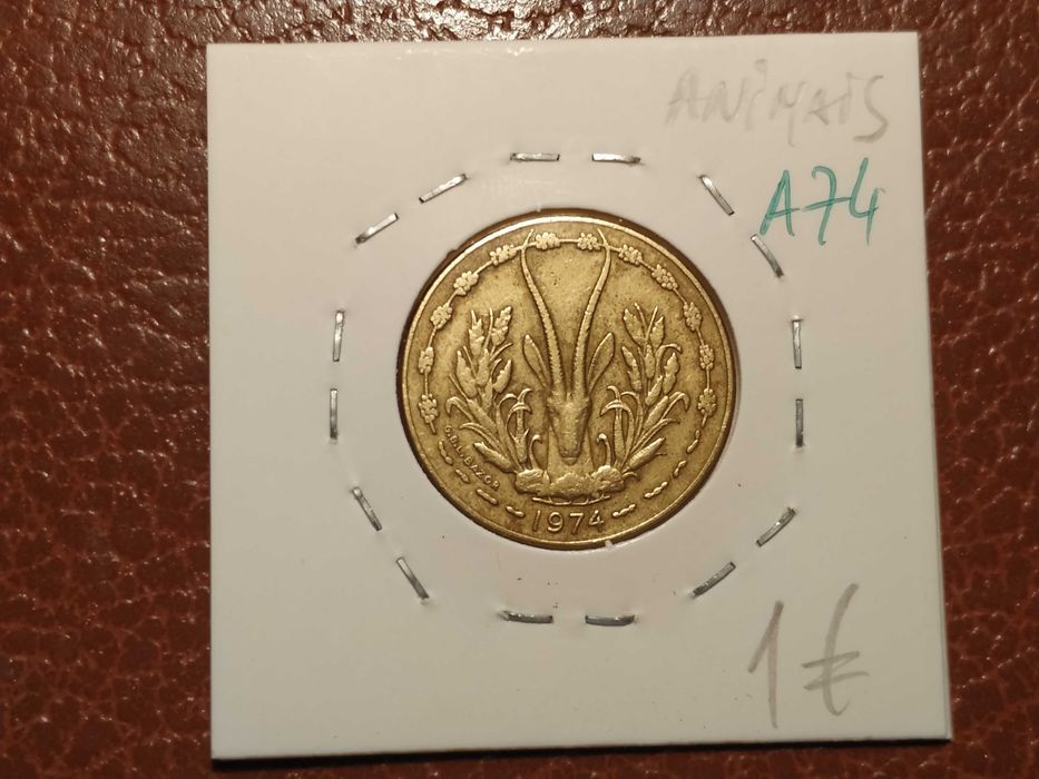 A74 moeda de 10 francs de 1974 (animais) - África Ocidental
