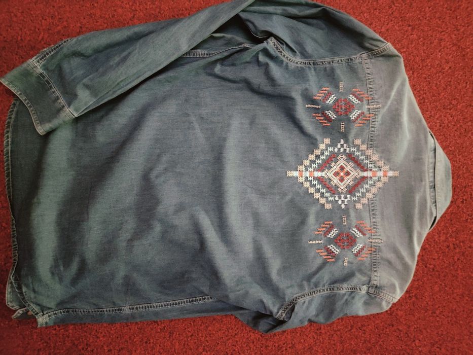 Zara Sinsay Sukienki + żakiet jeans unisex z haftem L/XL