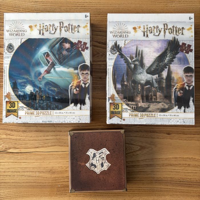 Gra Jadę do Hogwartu, 2x puzzle 3D Harry Potter 300 el.