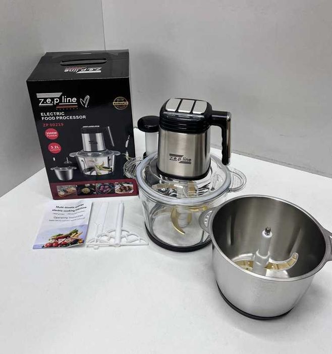 НЕМЕЦКИЙ измельчитель-блендер 6в1 с 2 чашами 3,2 литра 3000 Вт Zepline