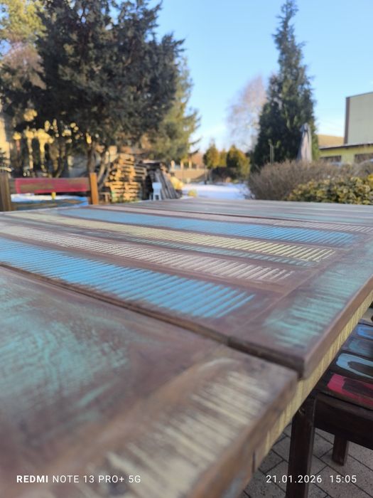 Nowy zestaw do jadalni stół i 4 cztery krzesła drewni odzyskane kolor