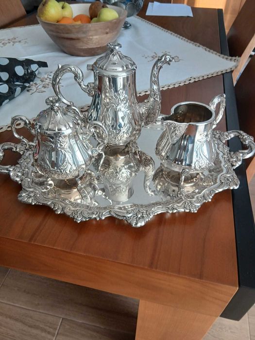 Magnífico Serviço de Café e Chá Vintage "Cortesi Alpaca" (4 Peças) – Estilo Barroco