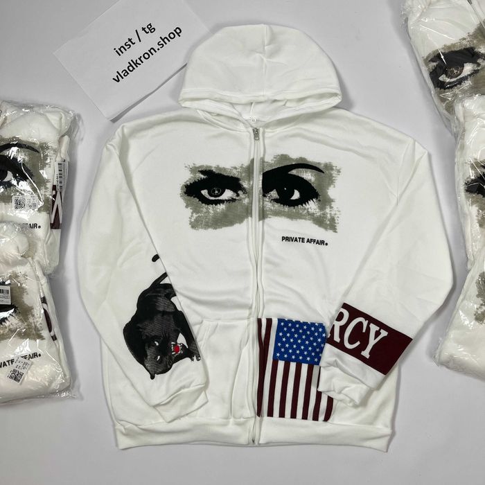 Zip-Hoodie USA archive, opium, distressed, Зипка с меховым