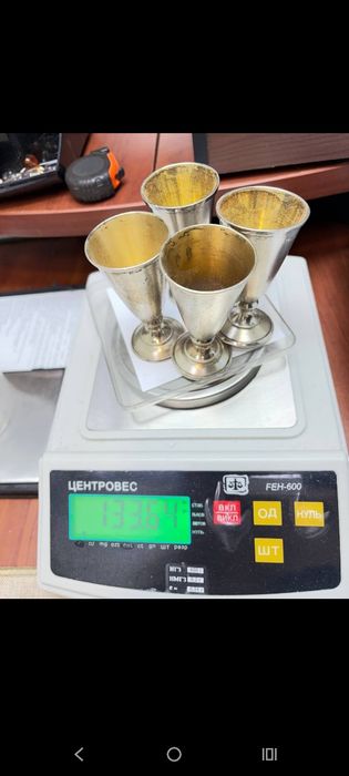Рюмки стопки бокалы серебряные, срібні набори