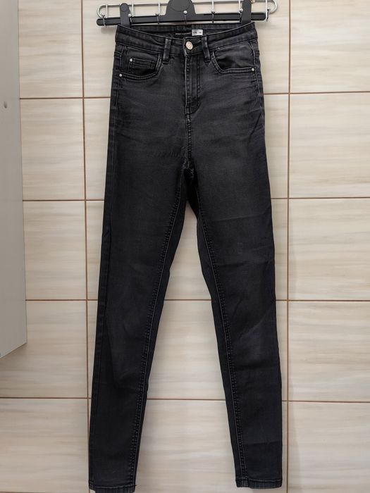 Czarne szare jeansy skinny high Sinsay 34 XS