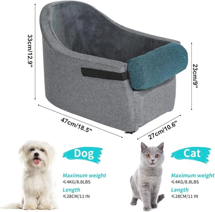 Fotelik samochodowy na podłokietnik dla małego psa 804