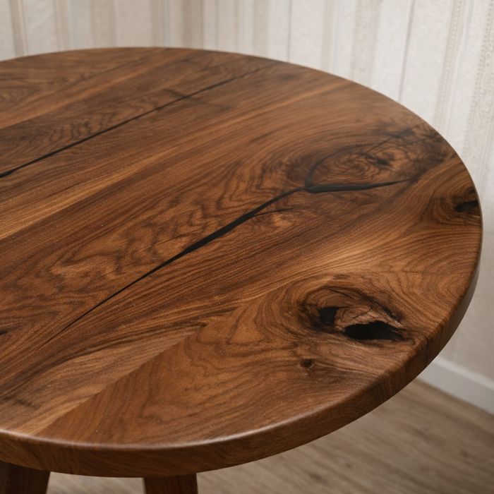 Круглий/Кухонний стіл з масиву горіха з епоксидною заливкою
