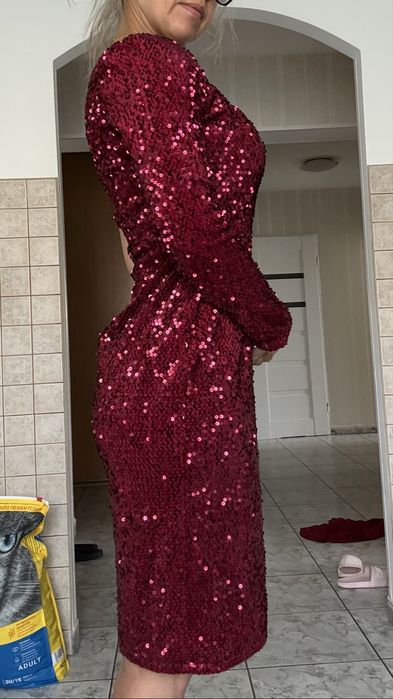 Elegancka suknia bordo cekiny rozmiar 36 Dorothy  Perkins