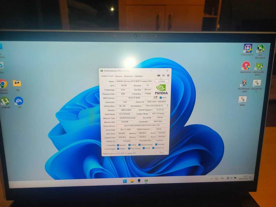 Dell i7 12700h Rtx 3070 TI 32gb ram