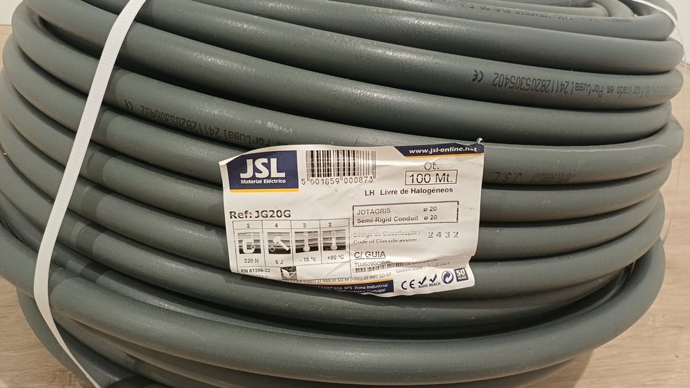 Tubo jotagris com guia 20 CINZA 100M