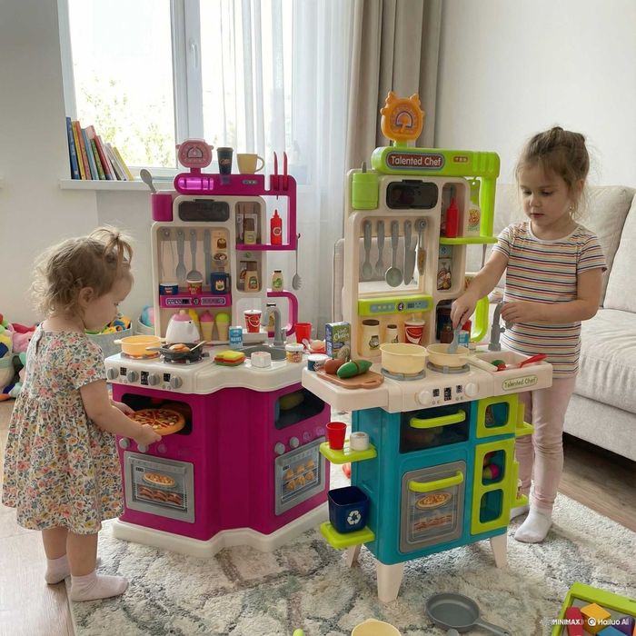 Дитяча кухня робоча плита є вода / холодильник / витяжка / звуки / пар